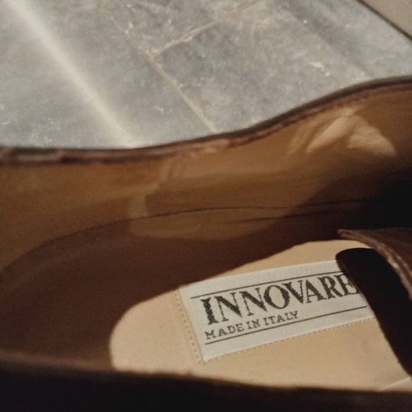 Made In Italy Brown Leather Laceup Brogue Shoes Size 38 or 7 Innovare - Picture 7 of 9